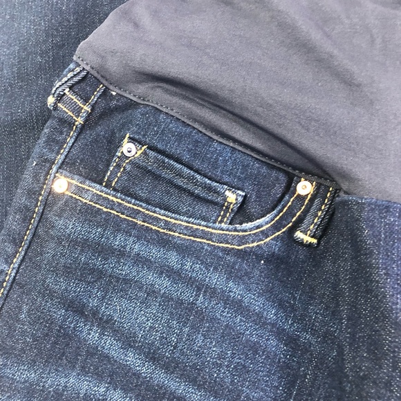 Gap Maternity Long & Lean Jeans 26 Women's Stretch Curvy Fit Flare Dark Wash - Picture 6 of 10